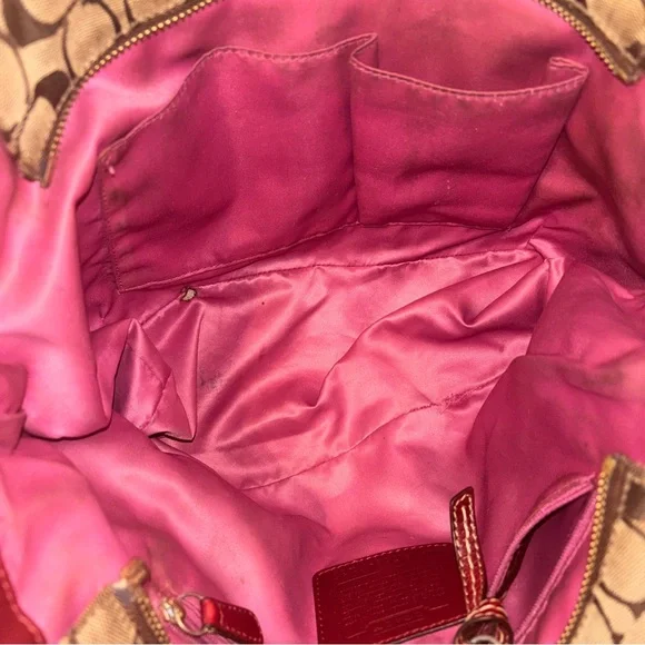 Coach Tan and Pink Signature Tote - Picture 4 of 9